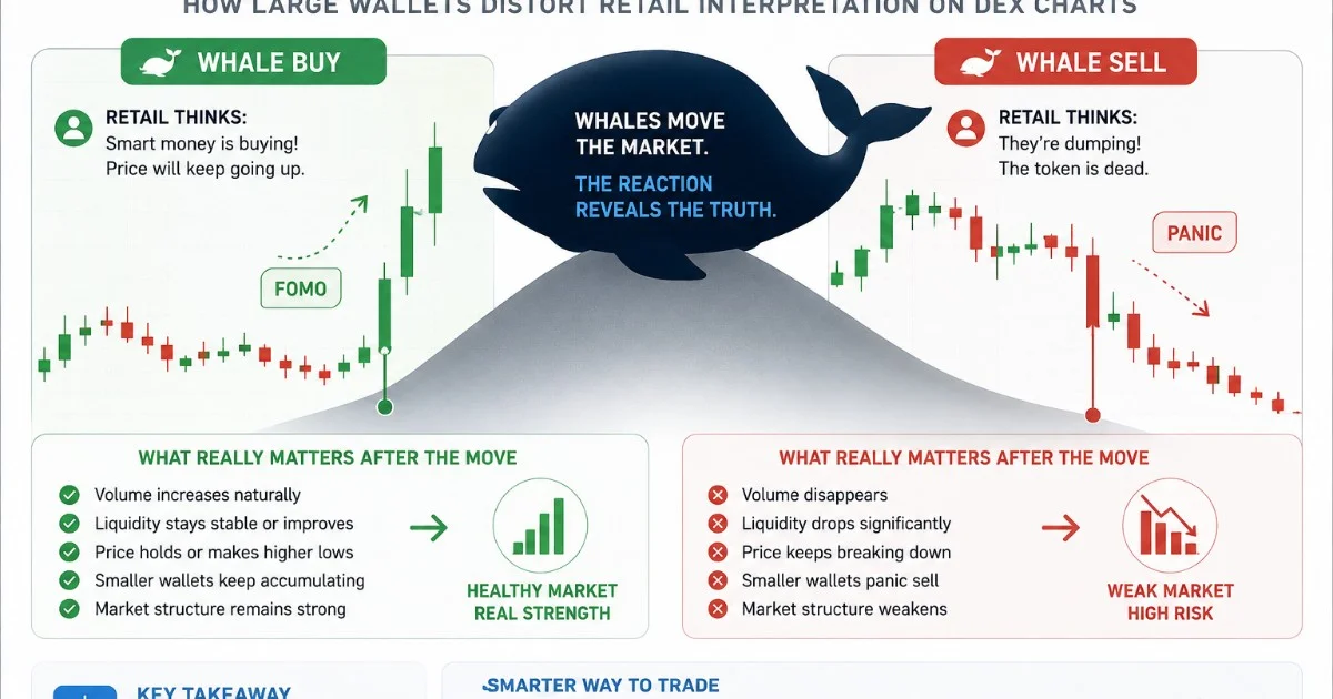 The Whale Shadow: How Large Wallets Distort Retail Interpretation on DEX Charts