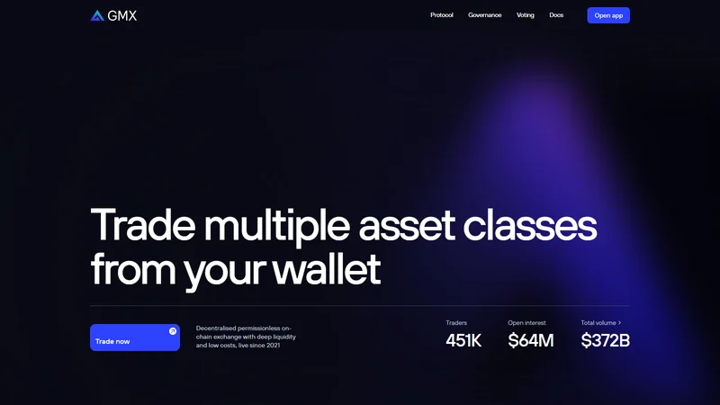 GMX perpetual trading interface