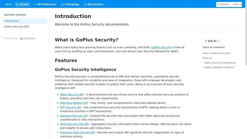 GoPlus Docs Screenshot für Rug Pull Checker Anleitung