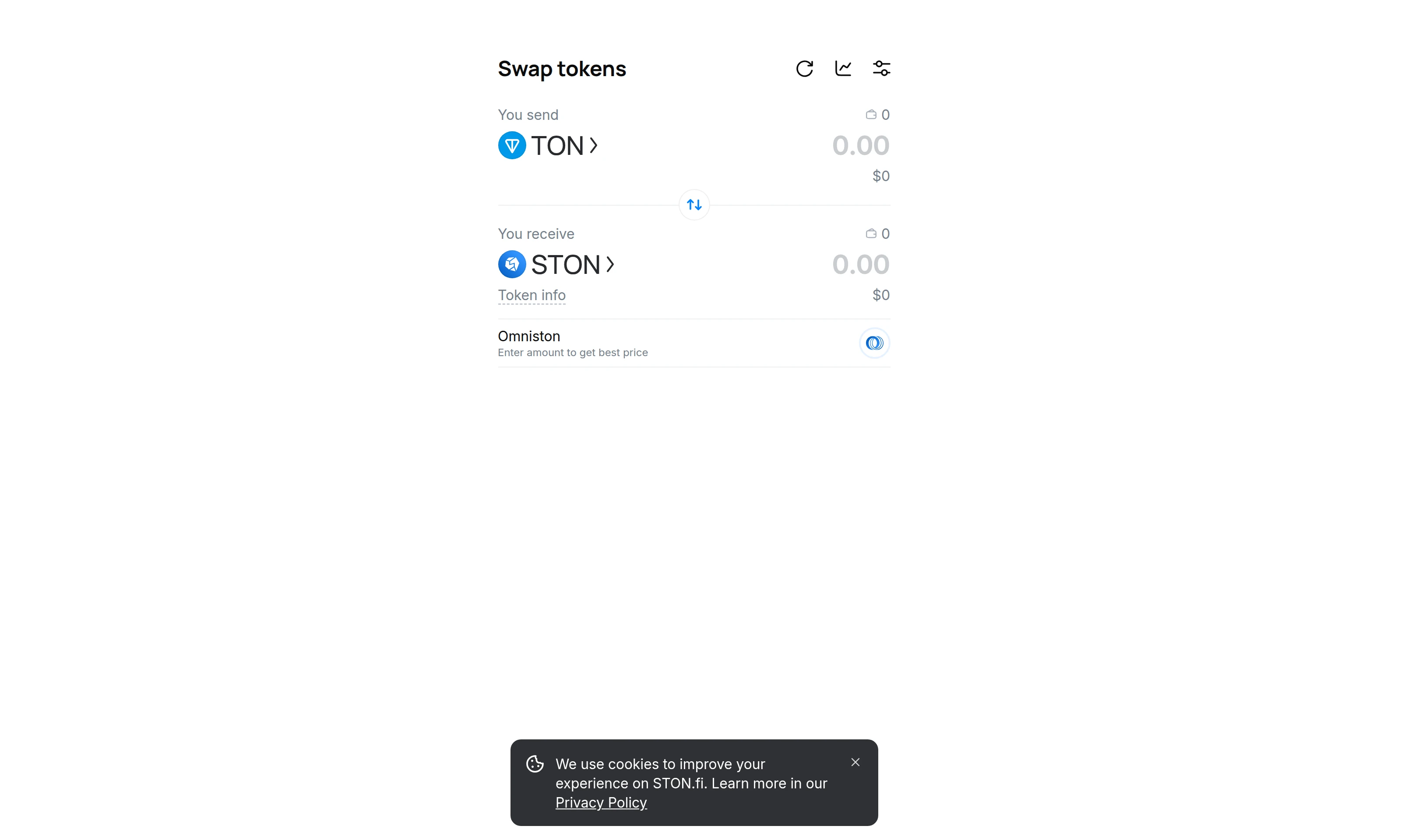 Jetton取引に使用されるTONのSTON.fiスワップインターフェース