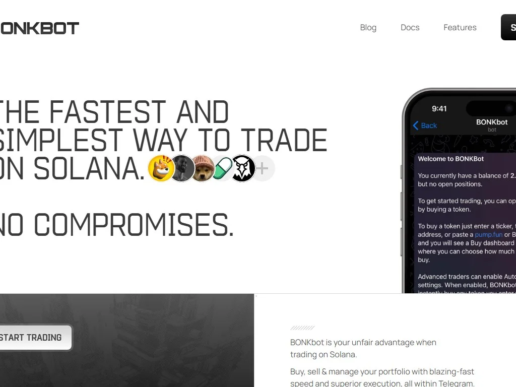 BonkBot Telegram bot interface showing tap-to-trade buttons for Solana memecoin trading