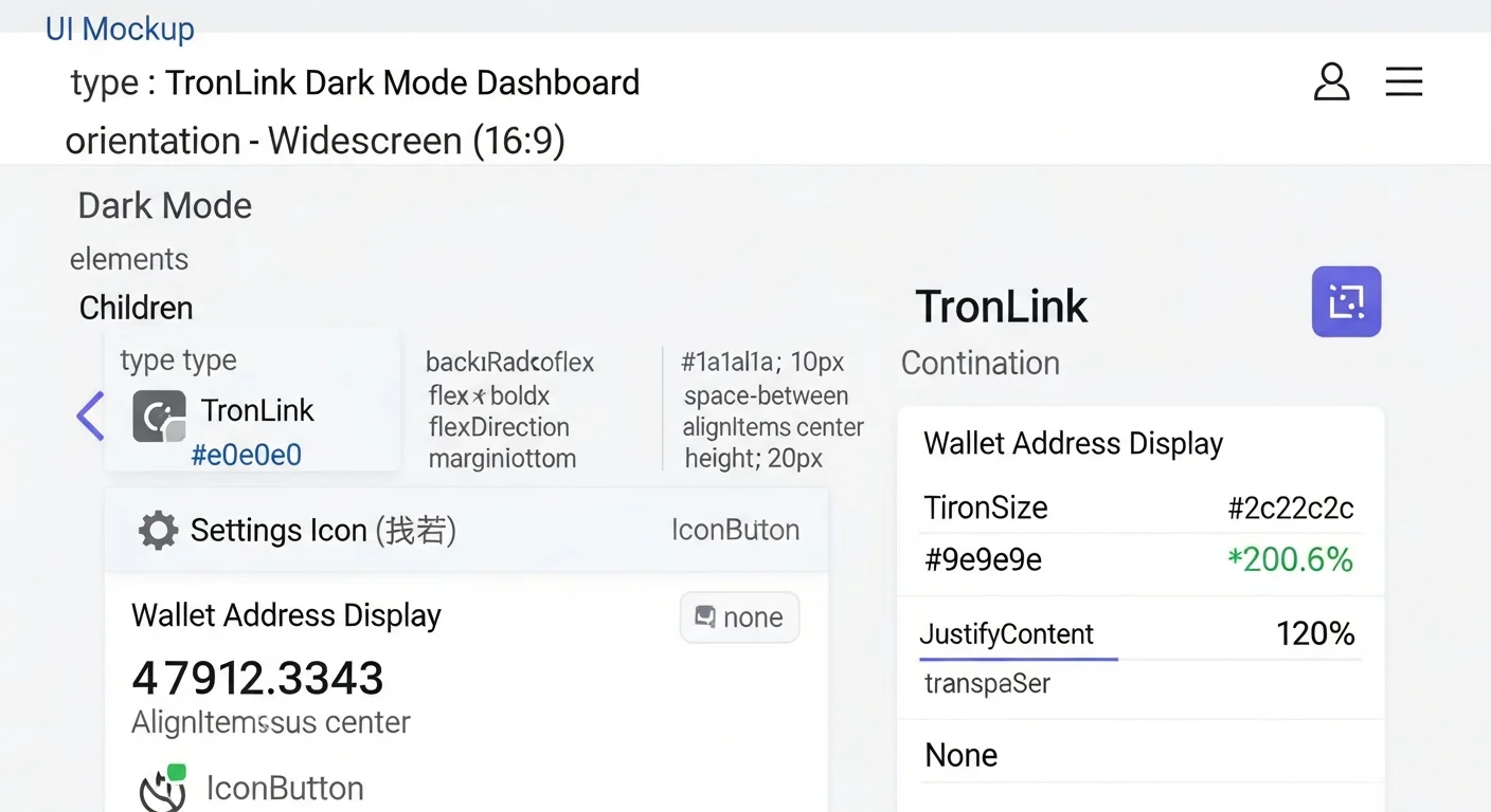 TRX残高、USDT-TRC20残高、エネルギーと帯域幅バー、アクションボタンを表示するTronLinkウォレットダッシュボードのモックアップ