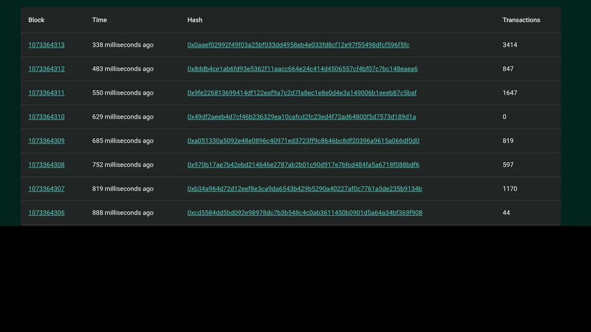 HyperEVM activity on a Hyperliquid block explorer (HypurrScan), showing on-chain blocks and transactions.