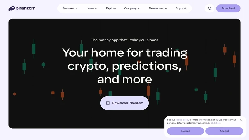 Phantom Wallet-Startansicht, die die Multi-Chain-Wallet-Umgebung zeigt, bevor eine Übertragung eintrifft