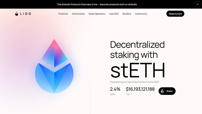 Lido liquid staking dashboard for ETH