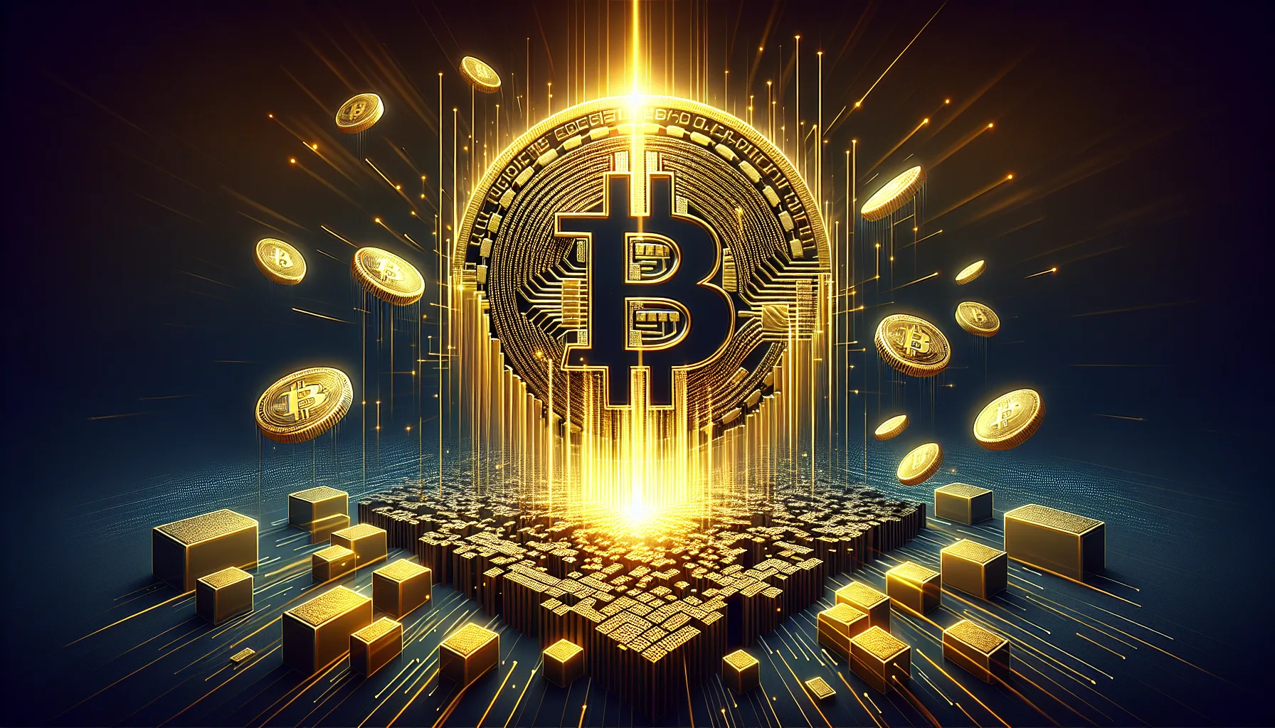 Bitcoin halving concept - block reward being split in half