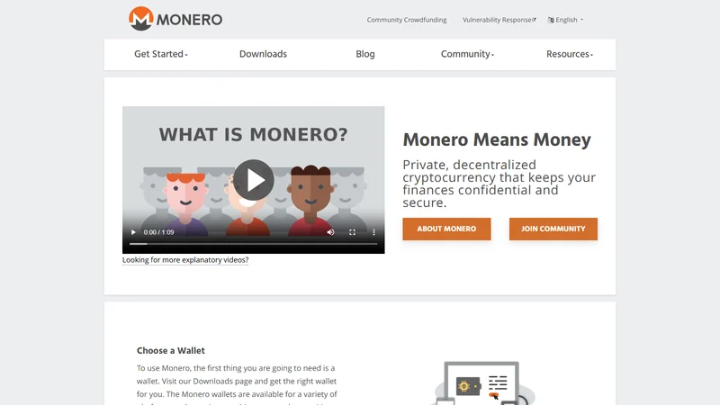 Página de inicio del proyecto Monero