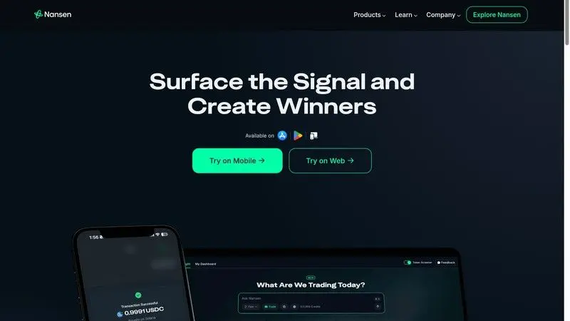 Nansen screenshot for on-chain analytics article