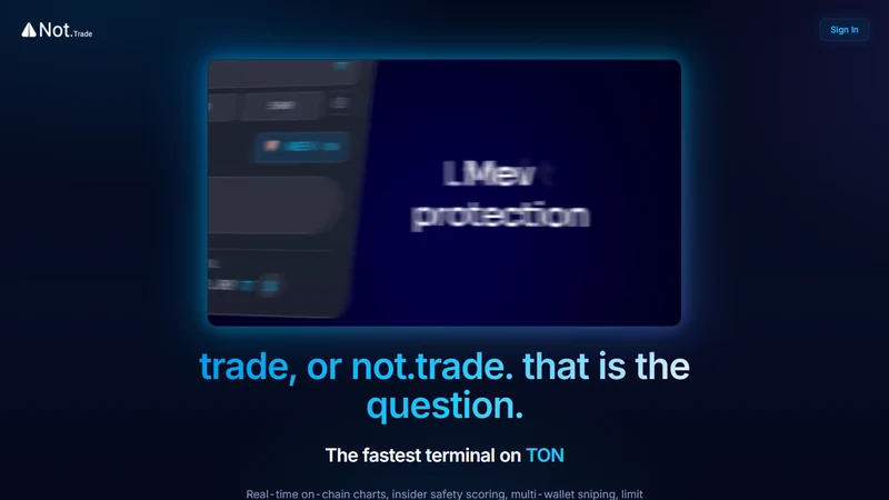 Not.Trade insider safety scoring panel showing Top 10 wallets snipers dev movement bundlers LP lock for TON jetton 2026