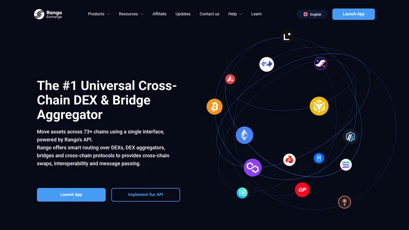 Rango homepage showing cross-chain aggregator claims and chain coverage