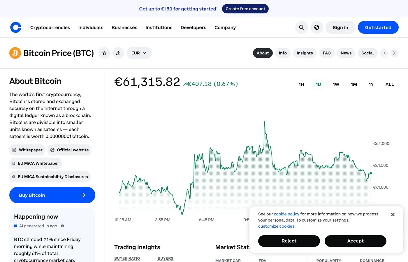 Coinbase Bitcoin purchase page showing step-by-step buy interface for beginners