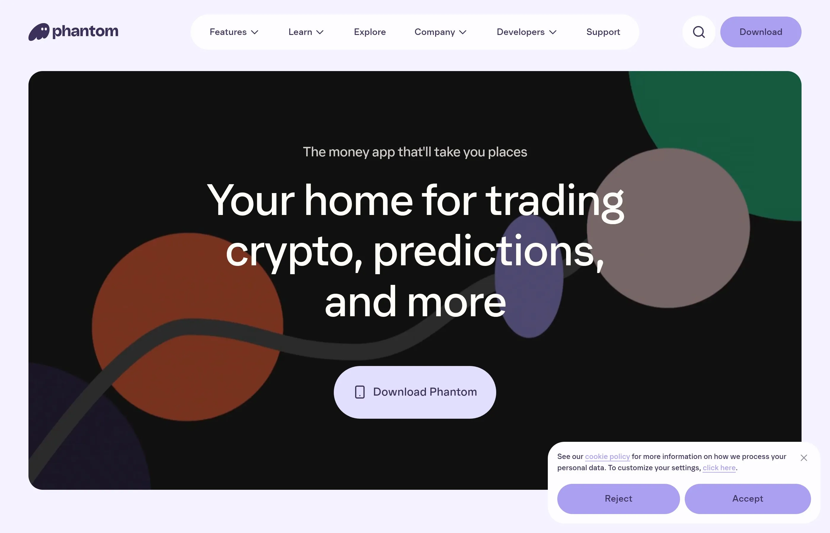 Phantom Wallet-App-Oberfläche, die das Ziel-Wallet vor dem Empfang einer Überweisung zeigt