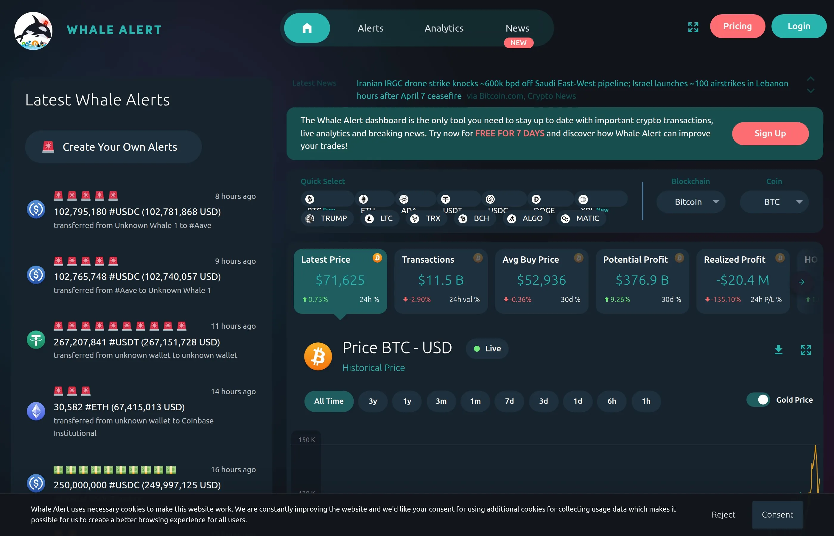 Whale Alert large transactions