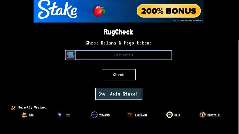 Rugcheck Screenshot für Rug Pull Checker Vergleich