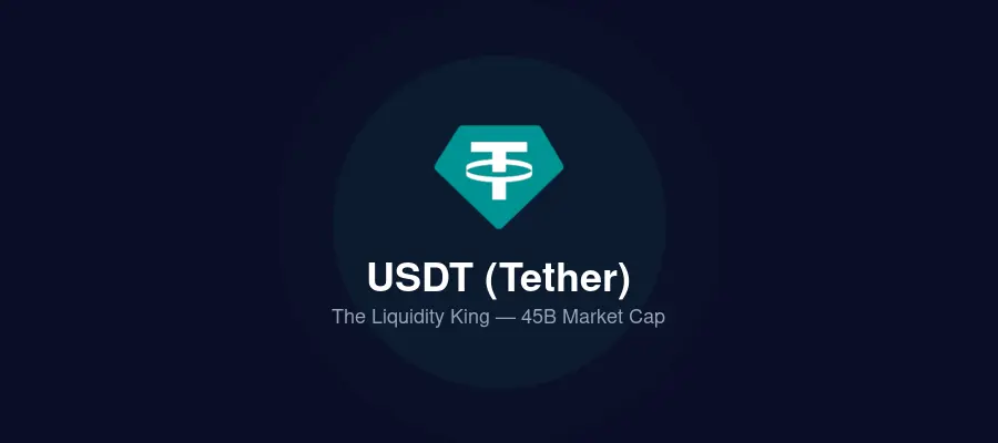 Stablecoin USDT Tether - la stablecoin más grande por capitalización de mercado con $145B y la liquidez de trading más profunda