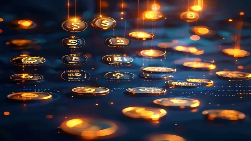 Abstract glowing calendar and coin flow representing monthly preferred dividend payments