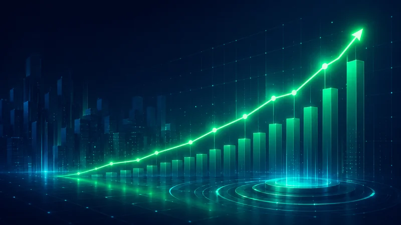 Gráfico financiero brillante abstracto que muestra el aumento del saldo de reserva y la capacidad de capital
