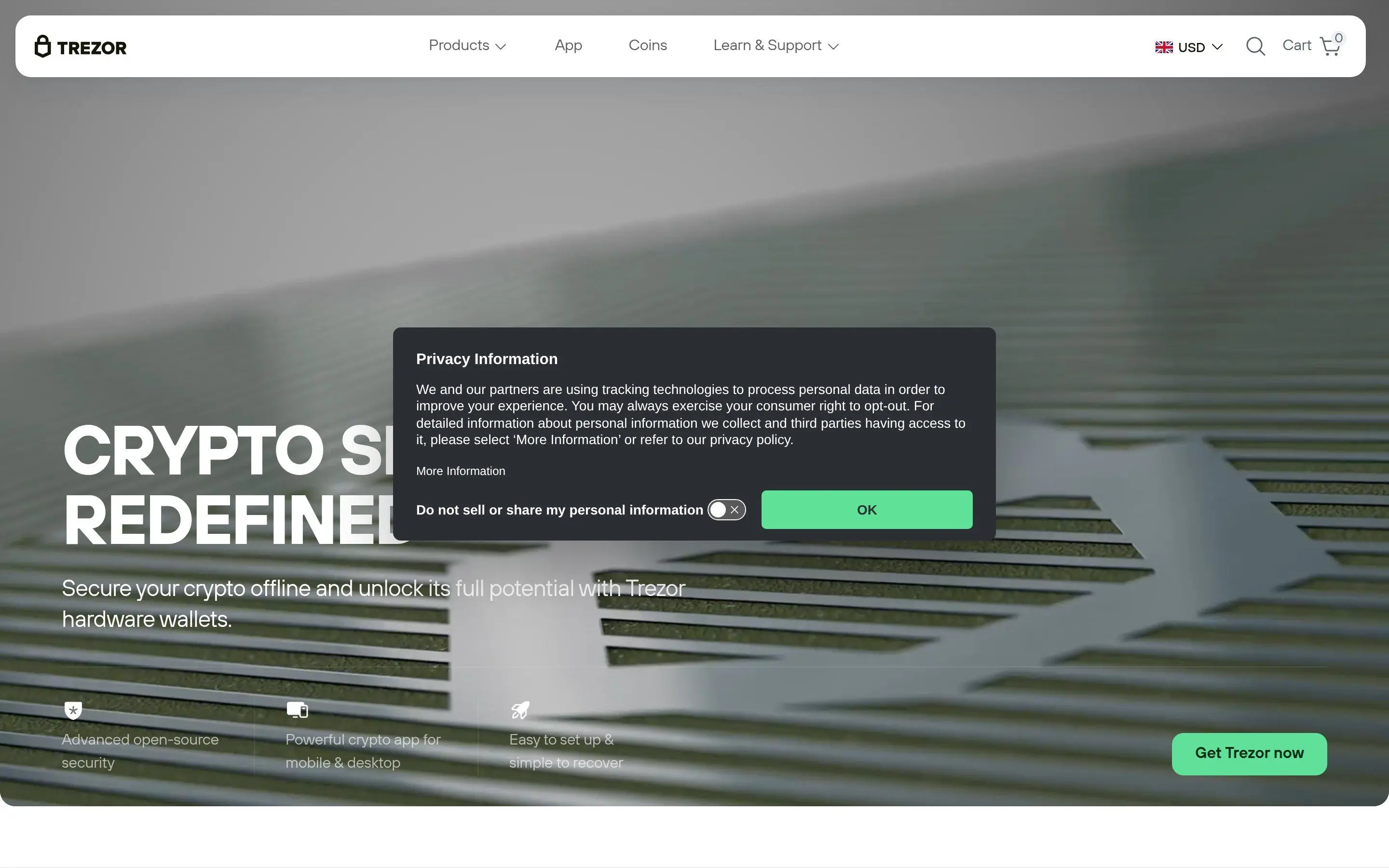 Trezor Hardware-Wallet-Homepage