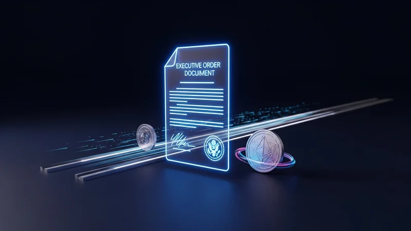 Illustration of a US executive order directing the Federal Reserve on crypto payment access
