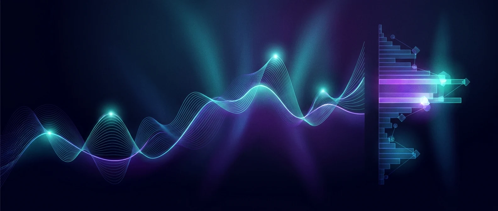 Illustration éditoriale montrant un graphique crypto aux côtés du volume profile, du point de contrôle et des zones de valeur