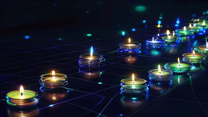 Patrones de tres velas y configuraciones de continuación mostrados en un gráfico de precios de criptomonedas
