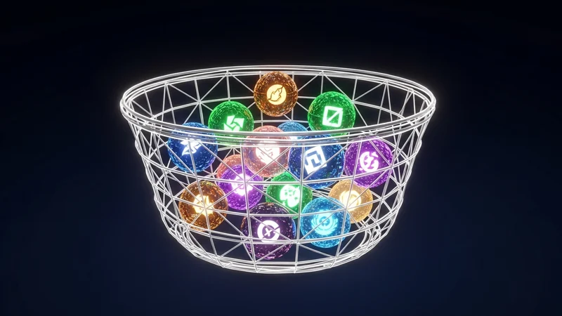 Diagrama de un fondo indexado de criptomonedas ponderado por capitalización de mercado que contiene una cesta de tokens