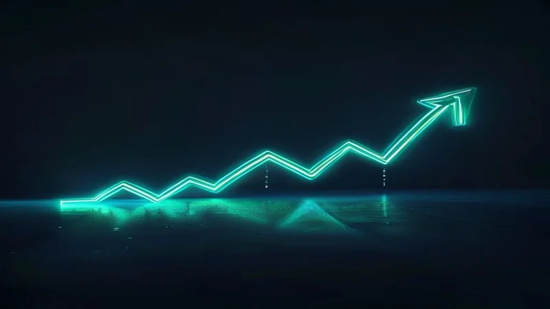Measured target projection for a triple top, showing pattern height projected downward from the neckline breakdown