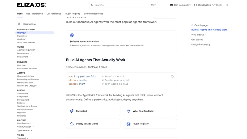 ElizaOS AI agent framework architecture diagram showing character files plugins and Solana settlement