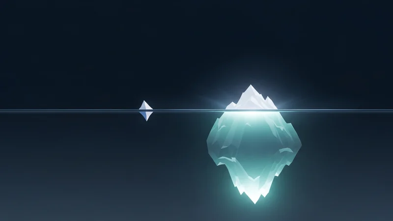Diagram of an iceberg order showing a small visible tip above the order book and hidden reserve below