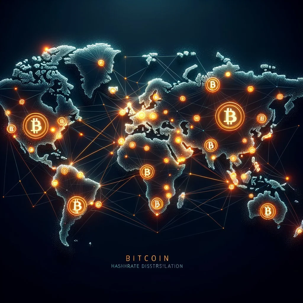 Bitcoin global hashrate chart showing long-term exponential growth in exahashes per second