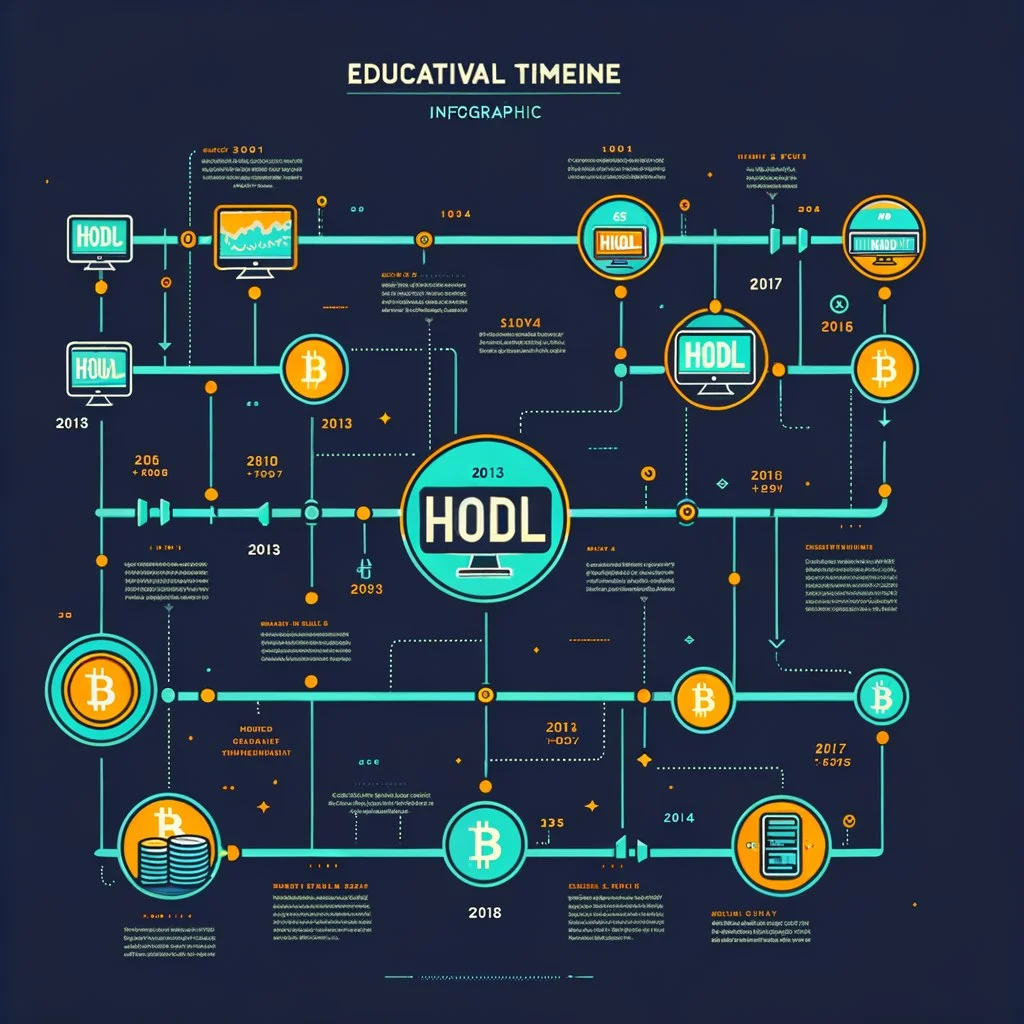 Bitcoin price chart showing multi-year holding period with major drawdowns and recoveries illustrating the HODL philosophy