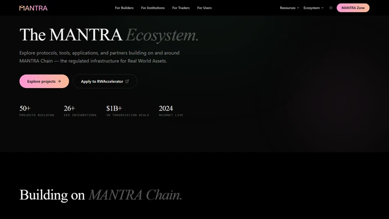 MANTRA Chain RWA tokenization architecture diagram showing Cosmos SDK Layer 1 with DID compliance module