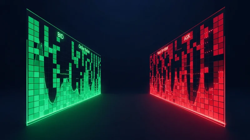 Diagram showing a crypto order book with bid and ask prices and the spread between them