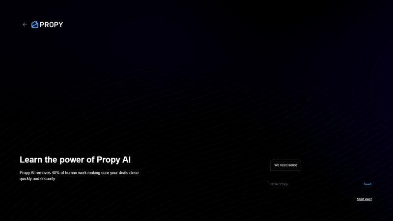 Propy-Blockchain-Immobilienarchitekturdiagramm mit NFT-Eigentumsurkunden, Smart-Contract-Treuhandkonto und AI-Agent-Transaktionsfluss auf Ethereum