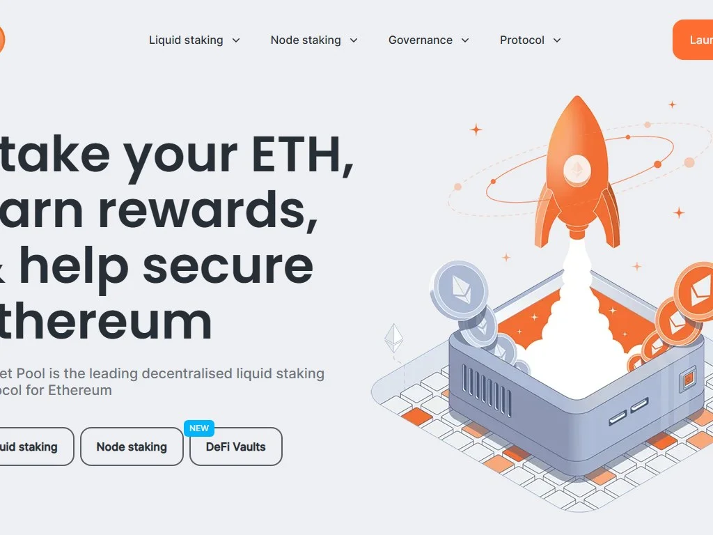 Rocket Pool decentralized liquid staking protocol dashboard showing rETH staking and node operator minipools on Ethereum
