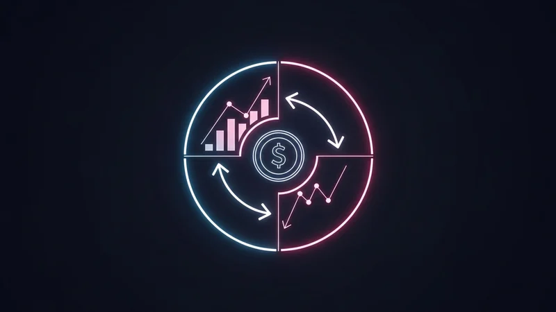 Diagramme des quatre phases du cycle du marché crypto : accumulation, markup, distribution et markdown