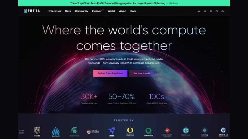 Die Dual-Token-Architektur des Theta-Netzwerks zeigt Validatoren, die THETA einsetzen, und Edge-Knoten, die TFUEL für die Weiterleitung von Videos verdienen