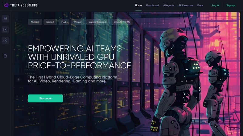Das Theta EdgeCloud-Dashboard zeigt den GPU-Computing-Marktplatz, Edge-Knotenbetreiber und die KI-Workload-Verteilung