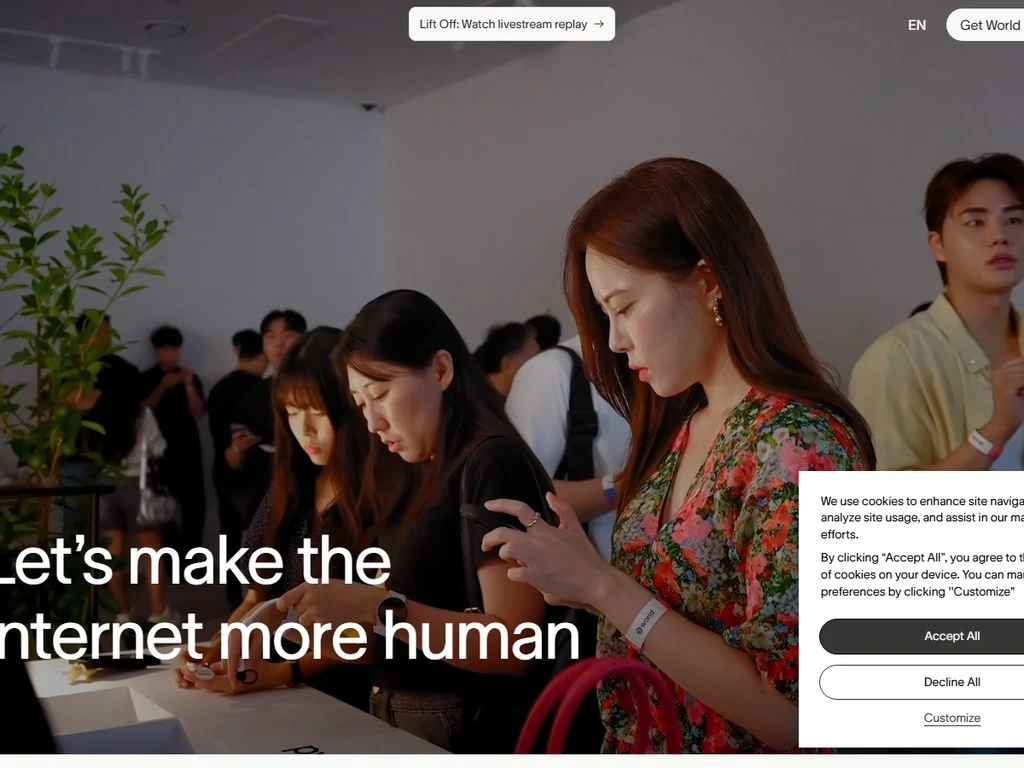 World Chain Layer 2 dashboard showing verified human transactions and WLD token grants