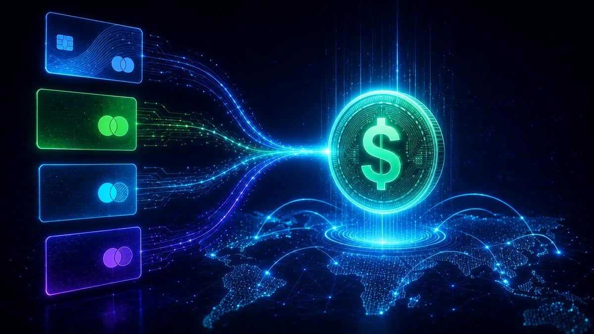 Stripe, Visa e Mastercard perto de uma plataforma conjunta de Stablecoin