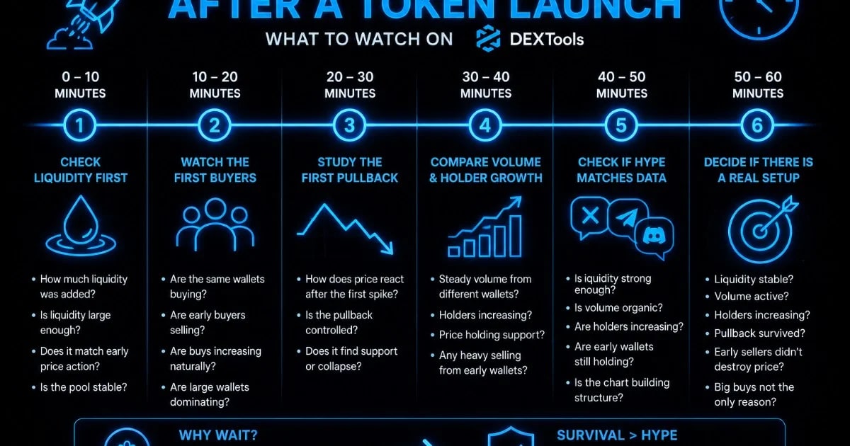 The First 60 Minutes After a Token Launch: What to Watch on DEXTools