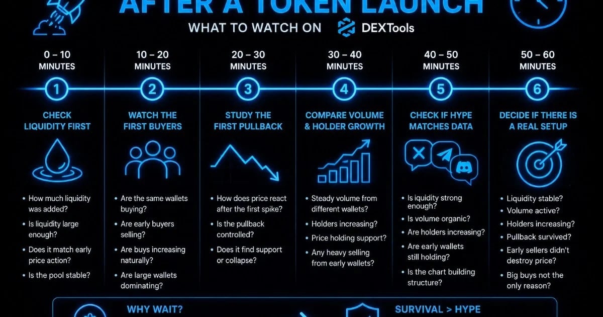 The First 60 Minutes After a Token Launch: What to Watch on DEXTools
