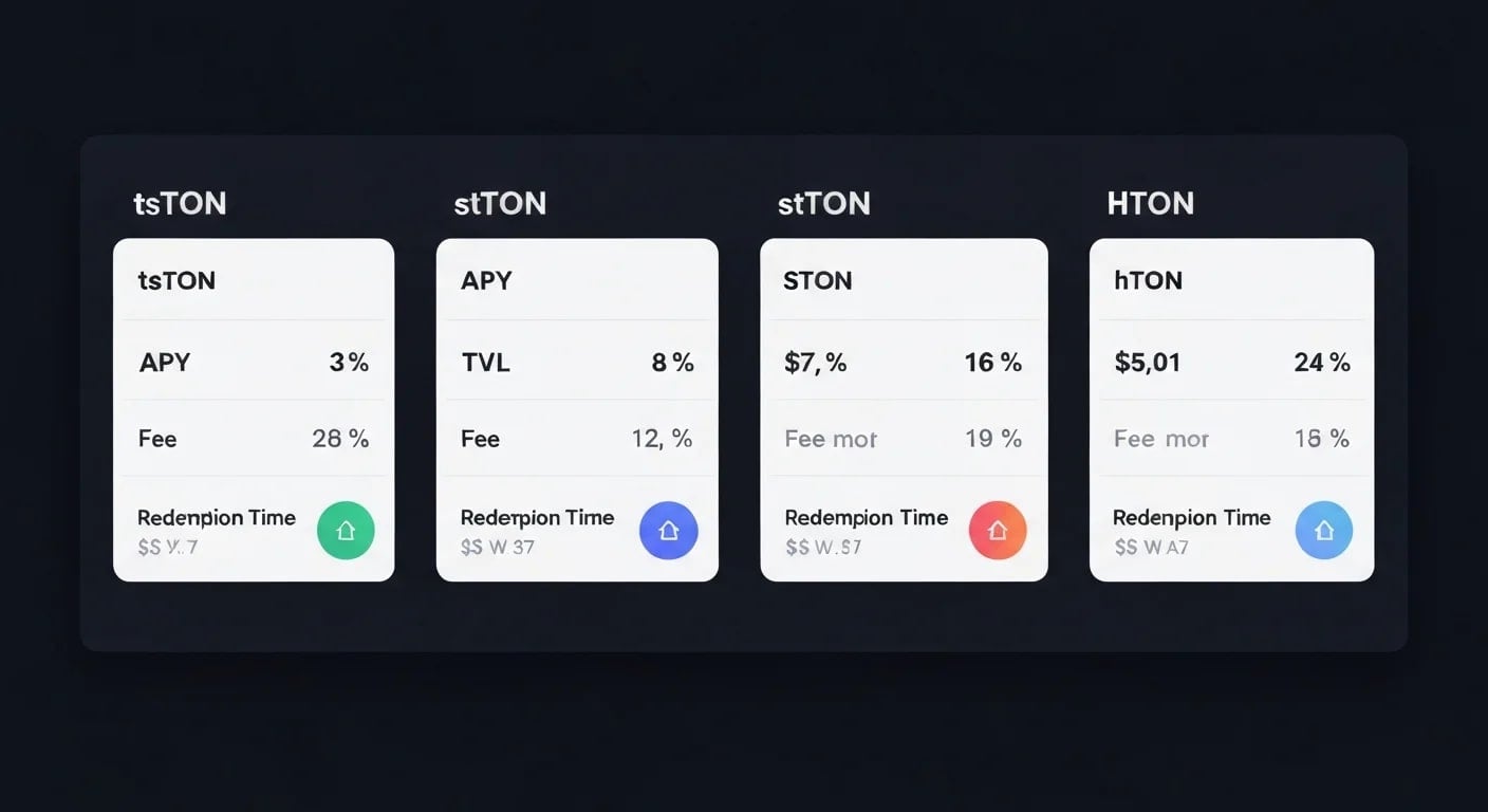 TON Liquid Staking: tsTON, stTON e hTON Comparados (2026)