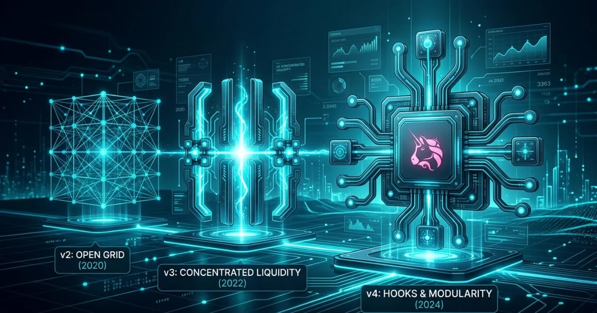 Uniswap v2 vs v3 vs v4: diferenças para provedores de liquidez