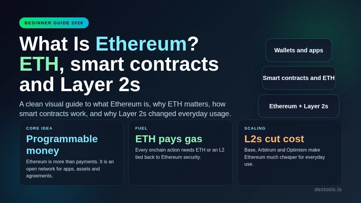 イーサリアムとは何ですか? ETH、スマートコントラクト、レイヤー2に関する完全初心者ガイド (2026)