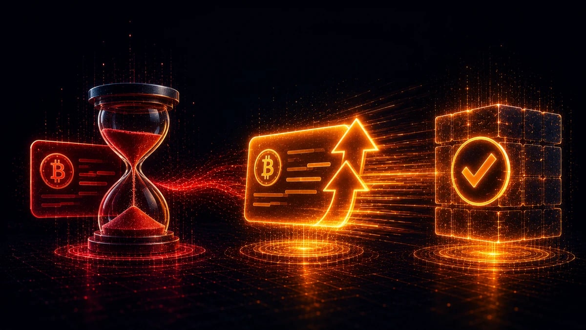 O que é substituição por taxa (RBF) em Bitcoin? Acelere um Tx travado (2026)