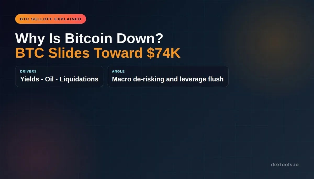 Warum ist Bitcoin im Minus? BTC rutscht in Richtung 74.000 US-Dollar, da Renditen, Öl und Liquidationen sinken